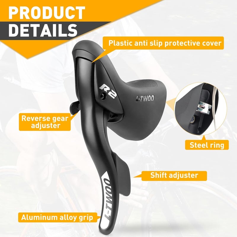 WEEROCK L-TWOO Road Bike Shift Lever 2x7/ 2x8/ 2x9/ 2x10 Speeds Road Bicycle Shifters with Brake Levers Compatible with Shimano - Image 4